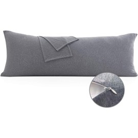 Oubonun 100% Jersey Cotton Body Pillow Cover with Zipper - Luxury Soft Removable Body Pillow Case - Long Fuzzy Body Pillow Cover - Knitted Cotton Pillowcase (Grey, 21"X54")
