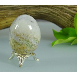 REIKIERA Moonstone With Black Obsidian Natural Gemstone Egg Crystal Natural Chakra Healing-45-60 mm