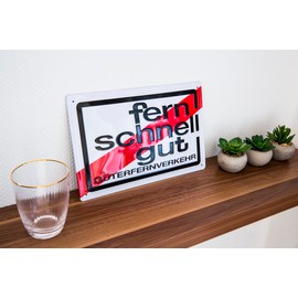 Far, fast, good – freight traffic – high-quality embossed metal sign, trucker, trucker wall sign, 30 x 20 cm