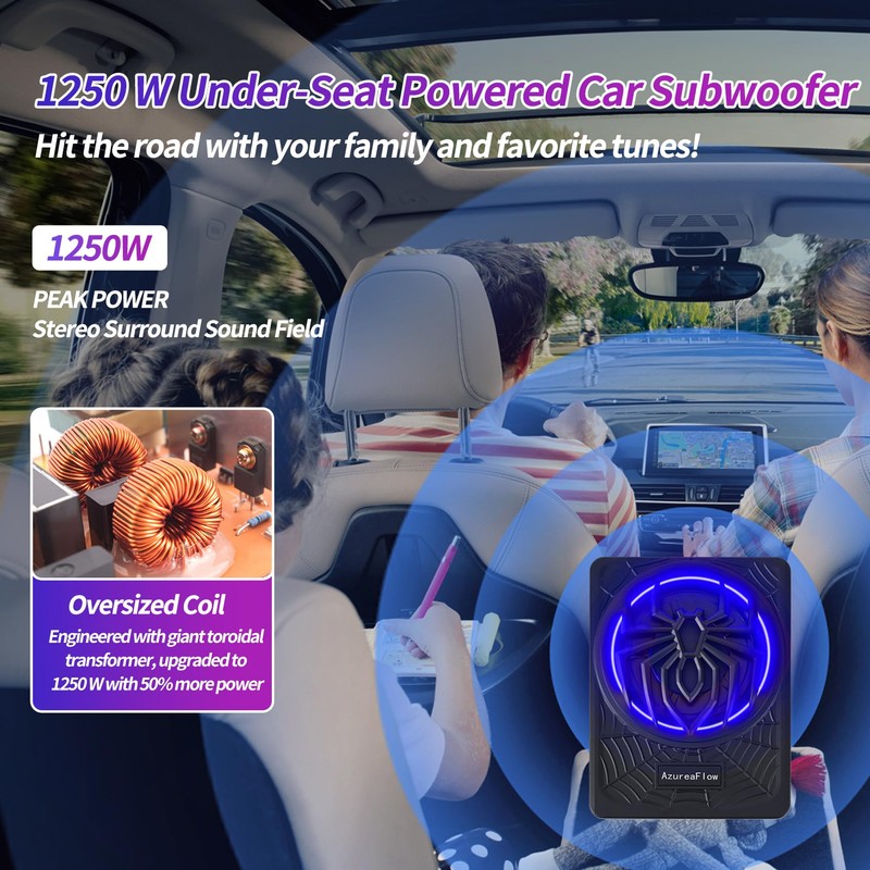 𝙐𝙥𝙜𝙧𝙖𝙙𝙚 10" 1250W Slim Under Seat Car Subwoofer with Amp