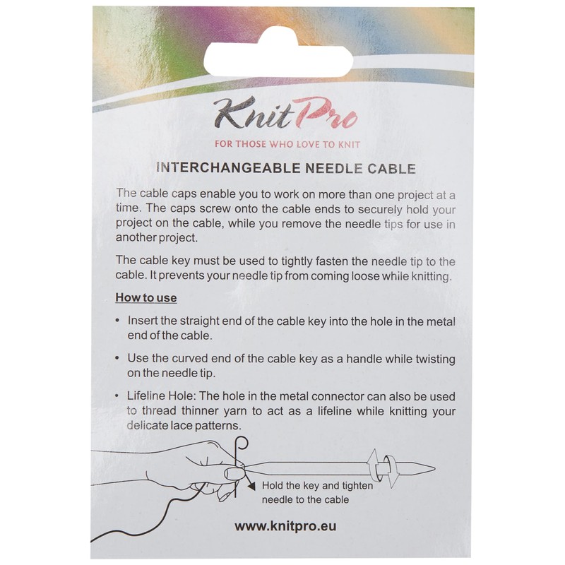 KnitPro Knitting Cable with Connector, Black, Silver, 30 cm