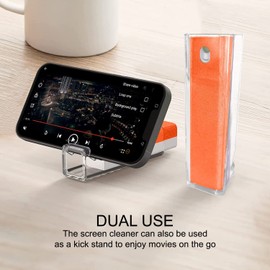 2 eDealz All in One Screen Cleaning Sprays with Microfiber and Phone Stand. Cleans and Removes Oil and Dirt from Smartphones, Tablets, LCD, LED Laptop, TV Screens and More (Orange)