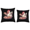 Serama Chicken Eating Pizza Throw Pillow