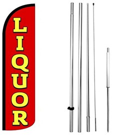 4 Less Co LIQUOR Windless Swooper Flag Kit 15' Feather Banner Sign rz-h