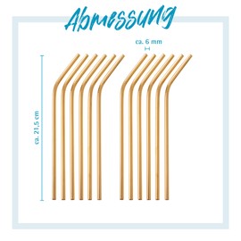 GRÄWE Straws, Curved, Set of 12, Silver Stainless Steel Straws, Dishwasher Safe, Reusable Metal Straw