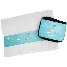 Eurofoto Handtuch + Kulturbeutel Set mit Namen Olaf und Drachen-Motiv für Jungen | Handtuch und Kulturbeutel Bedruckt |