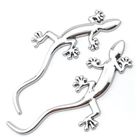 Purasudo 3D Sticker 3D Car Emblem Gekko Lizard Gecko Silver Seal Cool Dress Up Car Logo Stylish Motorcycle Helmet Sports Racing Cute Birthday Anniversary Select Gift (Right Facing)