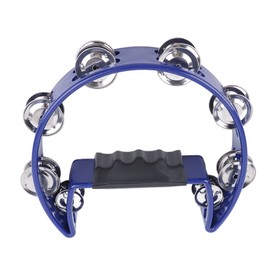 Musical Tambourine Plastic Stainless Steel Clear Crisp Sound Lightweight Percussion Jingles Dark Blue