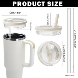 GEXINKEJI Pack of 2 Lids Leak-Proof Cup Lid Replacement Reusable Folding Straw Replacement Lid for 40 oz Cups with 2 Straws Dustproof Tumbler Covers for Accessories 40 oz Cups