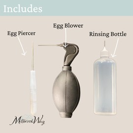 Millbrook Way Egg Blowing Kit – DIY Craft Kit for Blowing Out Eggs – Includes Piercer, Blower & Rinsing Bottle – Perfect for Crafters, Backyard Chicken Owners & Family Easter Projects