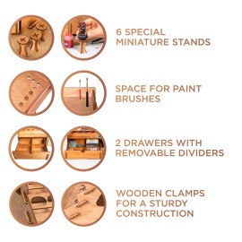 Plydolex Paint Organizer for 105 Paint Bottles and 14 Brushes - Paint Holder with 6 Mi