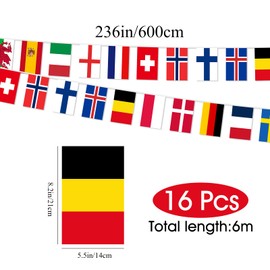 Women's European Football Flags Bunting, Euro 2025 Banner, 16 Flags European Bunting, Women's Euro 2025 Football Party Decorations for Bar Club Garden School Outdoor Indoor Party Decoration
