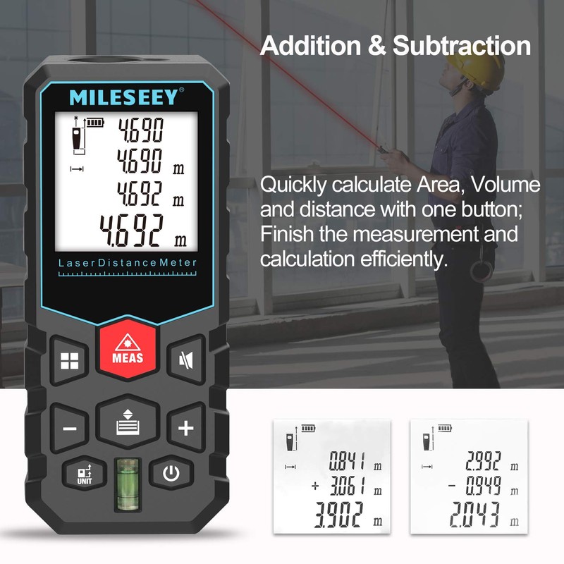 Mileseey Laser Measure 131Ft 40m Digital Distance Meter with Mute