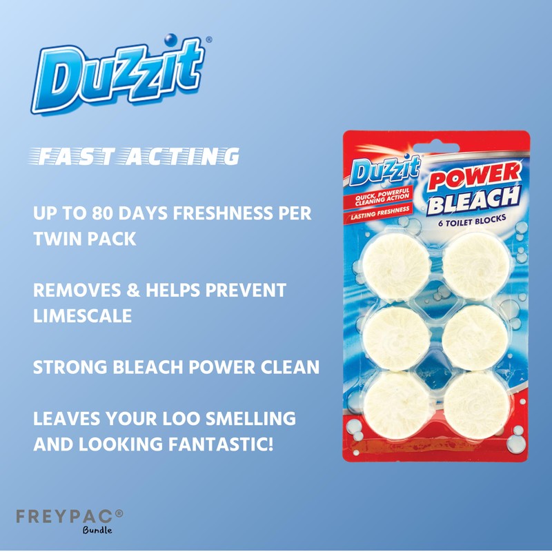 Duzzit Power Bleach Toilet Block White, Loo Deodoriser, Cistern Block,