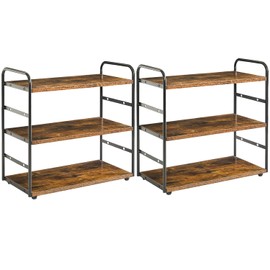 IBUYKE TWJ001H-2 Spice Rack, Set of 2, Worktop Organiser, Brown | Bathroom Organizer Kitchen Shelf Spice Rack Standing Wood for Kitchen Dining Office