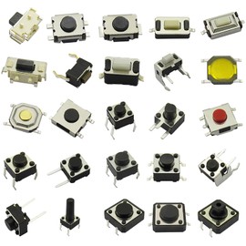 DaFuRui 250pcs 25 Values Tactile Push Button Switch SMD Micro Momentary Tact Switch Assortment Kit