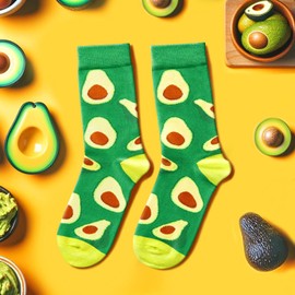 Zmart Avocado Gifts for Avocado Lovers, Funny Avocado Socks for Men Fruit Socks Green