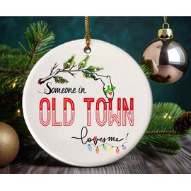 Old Town Florida Souvenir Christmas Ornament 2024 Someone in Old Town FL Loves Me! Christmas Family Friend Gifts Ideas 3" White