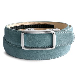 Cowboy Craft Women's Leather Belt Fashion Ratchet Belt Genuine Suede Leather Belts For Jeans Dress 1"(25mm) Wide (Teal, 32/34)