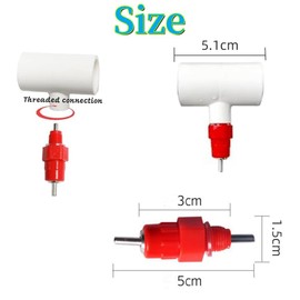 10 Pack Chicken Waterer Nipples & PVC Tee Fittings for 1/2" PVC Piping,Horizontal Poultry Nipples & Tees,DIY Chicken Watering System, Automatic Poulrty Drinking for Chicken,Geese,Rabbits,Ducks,Quail