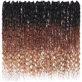 ZRQ 9 Packs Senegalese Twist Crochet Hair 24 Inch Boho Island Twist Crochet Hair Pre Looped Synthetic Braiding Hair with Curly Ends for Black Women 1B3027#