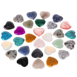 40Pcs Healing Crystals Heart Stones,Love Heart Natural Gemstones for Lover,Valentine's Day,Multi Polished Pocket Stone for Stress Relief Reiki Chakra Healing,Meditation,Balancing Yoga
