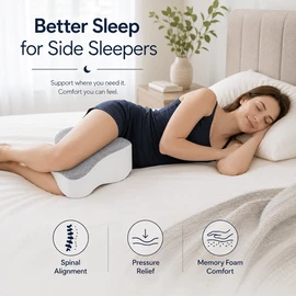 Large Memory Foam Knee Pillow for Side Sleepers – 14-Inch Leg Support Cushion for Better Rest