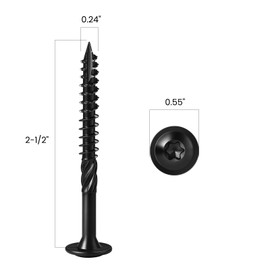 BNUOK Lag Screws #14 x 2-1/2 Inch, (2.5lb, 122pcs) Heavy Duty Construction Structural Exterior Wood Timber Screws, Torx Drive Washer Head Rust Resistant Black Epoxy Coated, with T30 Star Bit