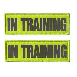 JUJUPUPS Reflective Dog Patches 2 Pack Service Dog,in Training,do not Pet Tags for Hook and Loop Patches Vests and Harnesses (in Training, 4x1 inch)