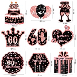 HOWAF 60th Birthday Party Decorations,60th Birthday Party Rose Gold Hanging Swirls Ceiling Decorations Foil Swirls