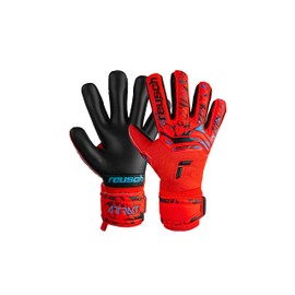 Reusch Attrakt Grip Evolution Finger Support Junior Goalkeeper Gloves with Good Grip and Inseam Cut 4, Red/Blue/Black