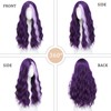 Dark Purple Highlight Wig Long Wavy 26 Inch Middle Part