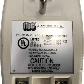 MG ELECTRONICS MGT2450P CLASS 2 TRANSFORMER 24VAC 50VA