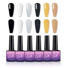 Gel Nail Polish,6 color kits Long Lasting Shine gel polish Wide Color Range gel nail polish set Professional gel nails polish Manicure Kit Salon DIY nail polish gel for nail art Beginners