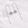 Sterling Silver Lotus Flower Threader Earrings, Blue Crystal, S925, 9x8mm