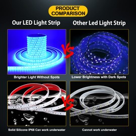 EverBright Blue Led Strip Lights, Waterproof Flexible Led Strip Lights, PCB Black 5M /16.4Ft 5050 300Leds Neon Lights for Home Kitchen Bedroom Party Holiday Stage Decoration Led Tape Light