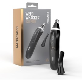 MANSCAPED® Weed Whacker® 3.0 PRO - Recortador Eléctrico de Nariz, Orejas y Cejas para Hombre – Sistema de Doble Cabezal SkinSafe®, Foco LED, Recargable, Bloqueo de Viaje, Accesorio de Peine para Cejas
