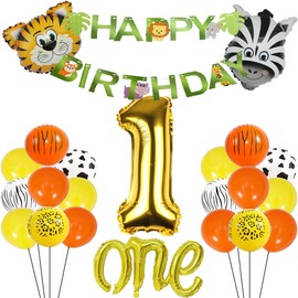 ZWWsullo Balloons Birthday Boy 1 Birthday Boy Decoration 1st Birthday 1 Birthday Boy Jungle Birthday Decoration 1st Birthday Boy Decoration Green Balloons Safari Animal Foil Balloons