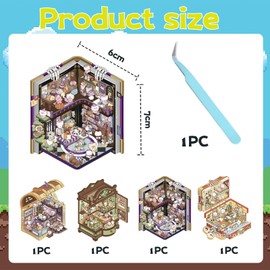 Cosmeria 4 Sets DIY 3D House Sticker Set Type D, 3D Sticker Scene, Creative Stress Relief for Children, Adults, Sticker Therapy, Creative Scene Fun Stacking