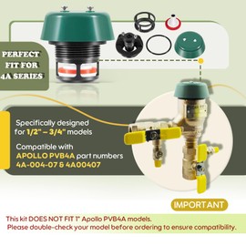 1/2" - 3/4" Top Half Repair Kit for PVB4A, 4A00407 Poppet and Bonnet Parts Kit Replacement for Apollo Conbraco, Compatible with 4A504A2F, 4ALF504A2F Pressure Vacuum Breaker
