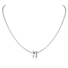 SILVERCUTE Sterling Silver Initial Necklaces for Women Girls Dainty Small A-Z Letter Pendant with Chain Birthday Name Necklace (H)