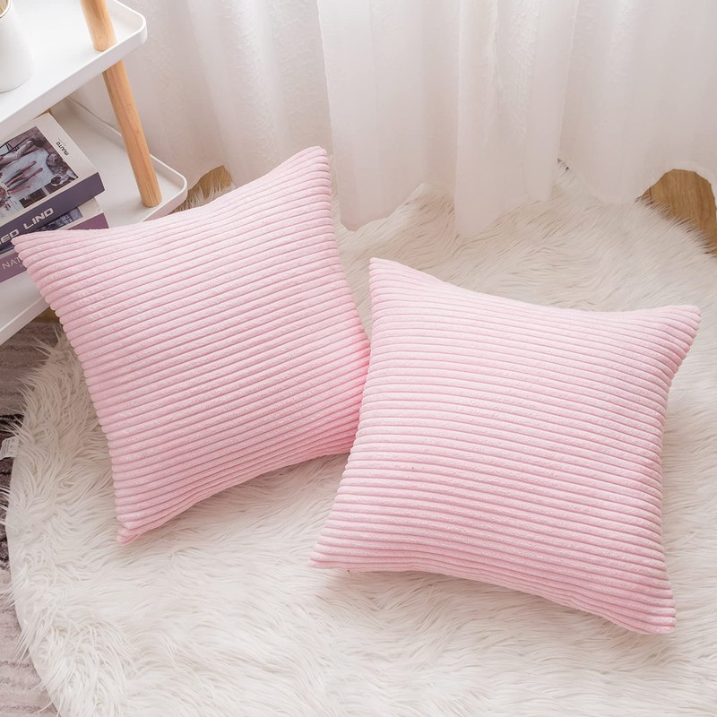 Yonous Corduroy Cushion Covers, Soft Square Decorative Throw Pillow Home