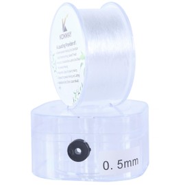 KONMAY 1 Rolls 0.5mm Round Stretchy Bracelet Strings with Organizing Case, 130 Yards Clear Crystal Elastic Thread Cord for Jewelry Bracelets Making and Beading