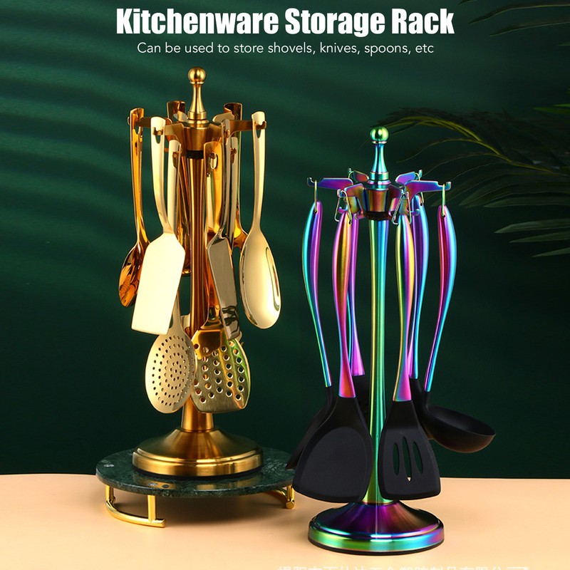 Kitchen Utensil Stand Stainless Steel Space Saving Rotatable Rustproof Kitchenware