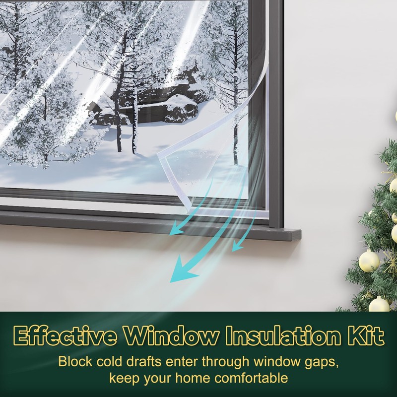 Flehomo 120 x 160 cm Window Insulation Kit, Adjustable Window
