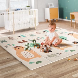 UANLAUO Baby Mat for Floor - Foldable Baby Play Mat for Babies Toddlers, 59" X 59" Extra Large Infant Play Mat Foam Mats for Kids Waterproof, Reversible Portable Playmat for Babies, Indoor, Outdoor