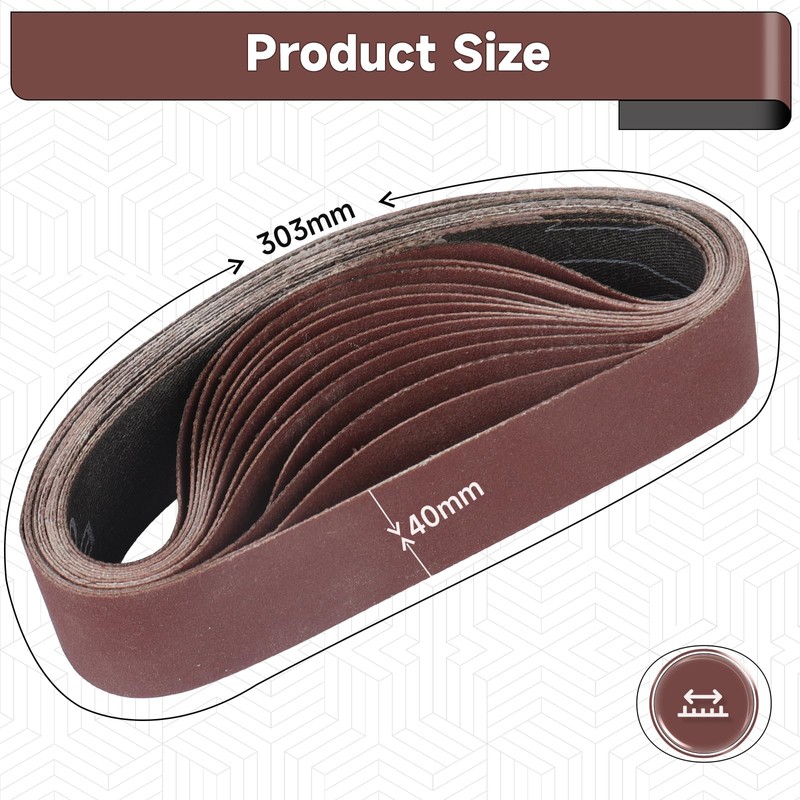 STEBRUAM 10PCS Sanding Belt 40 x 303 mm 80 Grit