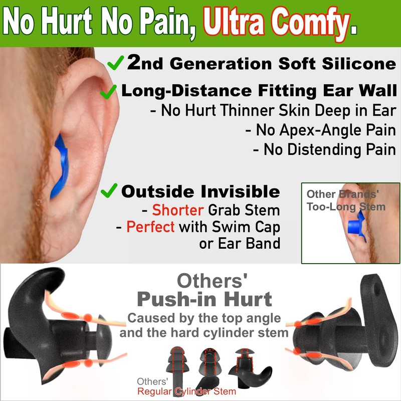 WaterDam Swimming Ear Plugs Great Waterproof Ultra Comfy Earplugs Prevent