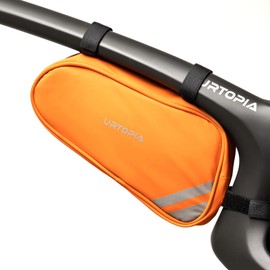 URTOPIA Bike Frame Bag, Waterproof Bicycle Storage Bag, Large Volume, Easy to Install, Reflective Bike Triangle Bag, Down Tube Bike Bag for Road Bike, Mountain Bike, Bike Accessories (orange)
