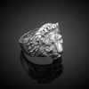 Claddagh Gold Fine 925 Sterling Silver Textured Band Lion Head